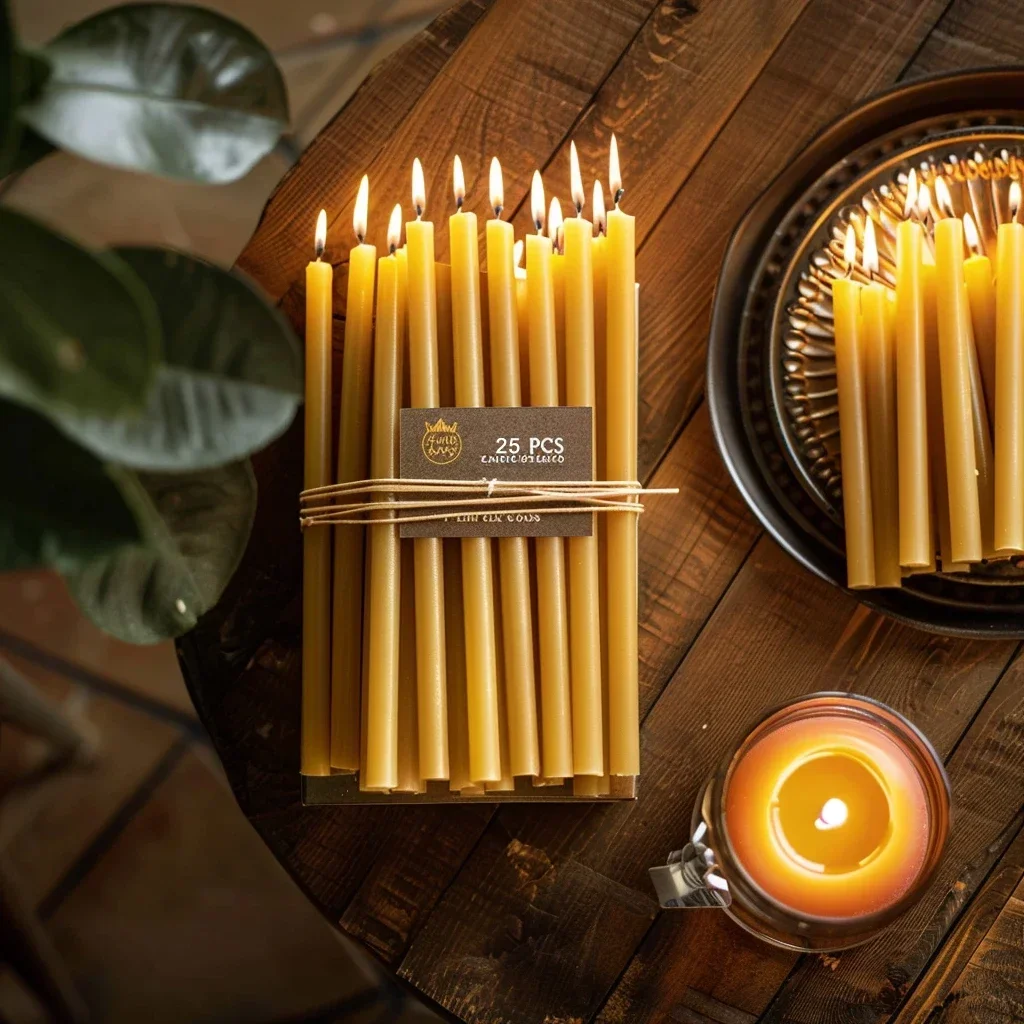 25PCS/1PACK Hanukkah Candle Na - огляд і ціна Beeswax Taper Candle